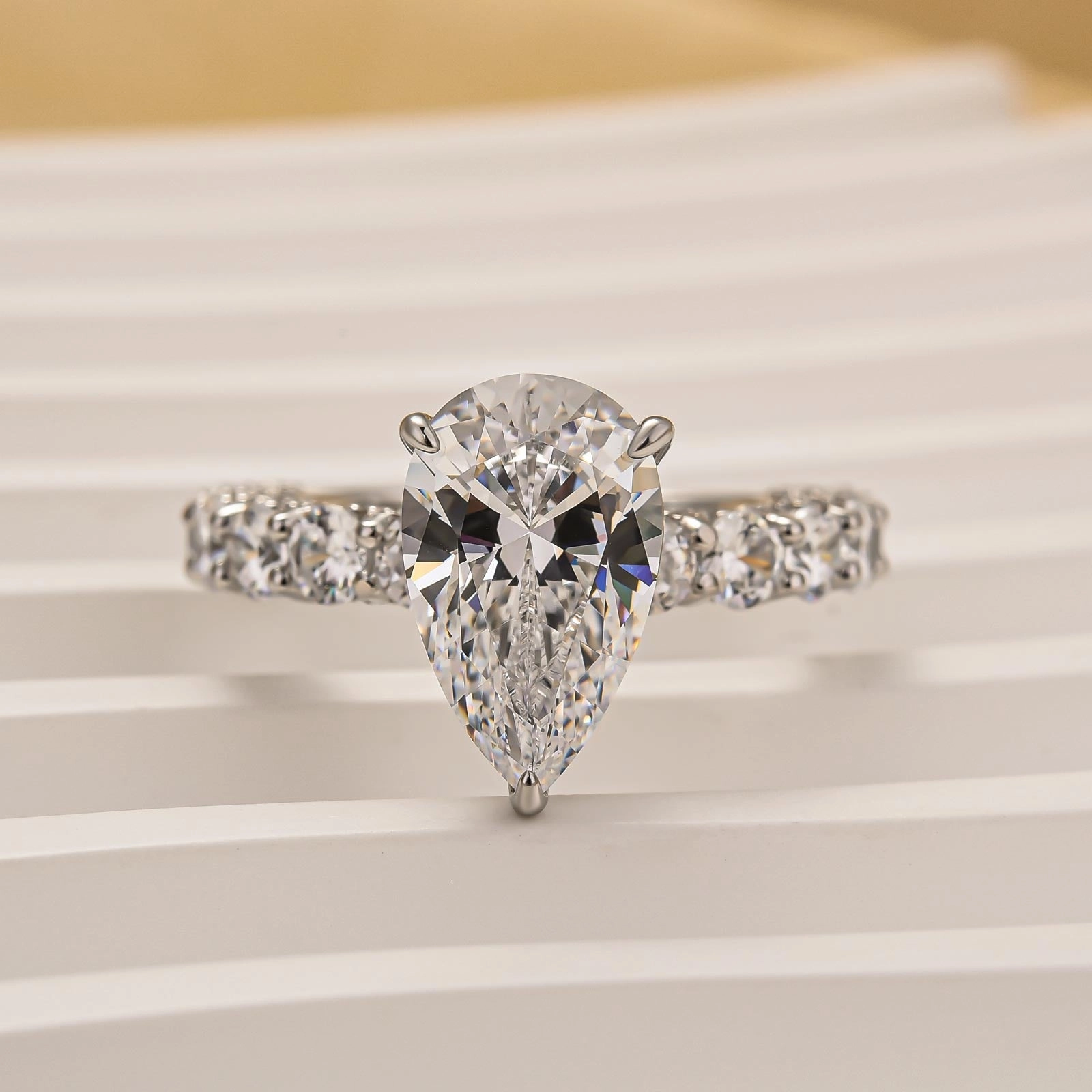 Louily Luxurious Pear Cut Engagement Ring In Sterling Silver Bold Jewelry Timeless Beauty