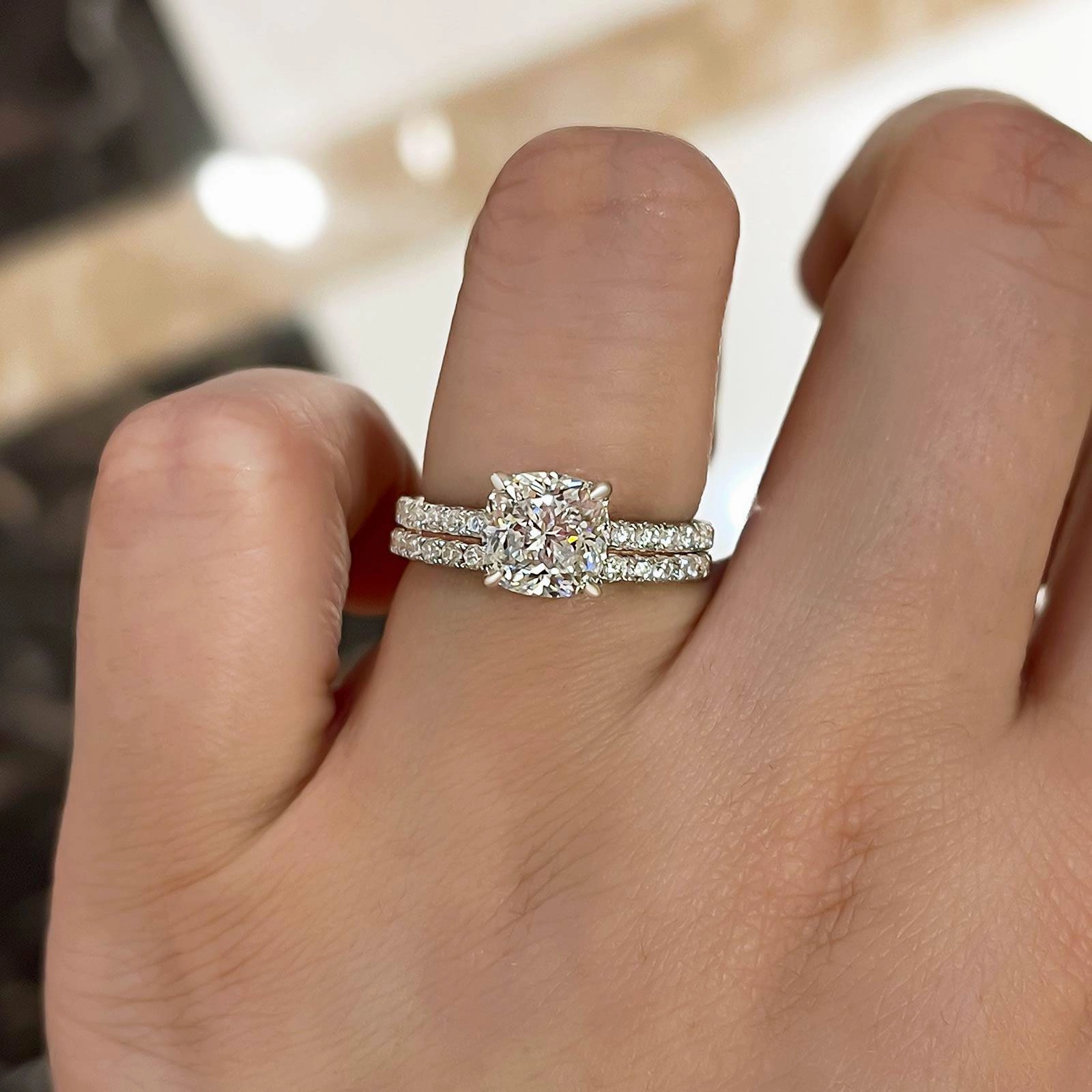 Cool Detail Louily Exquisite Cushion Cut Wedding Ring Set For Women In Sterling Silver