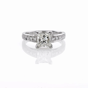 PRINCESS CUT DIAMOND RING WITH DIAMONDS DOWN SHANK Inspired Accent