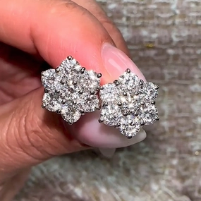 Seasonal Sparkle Louily Precious Flower Design Round Cut Earrings