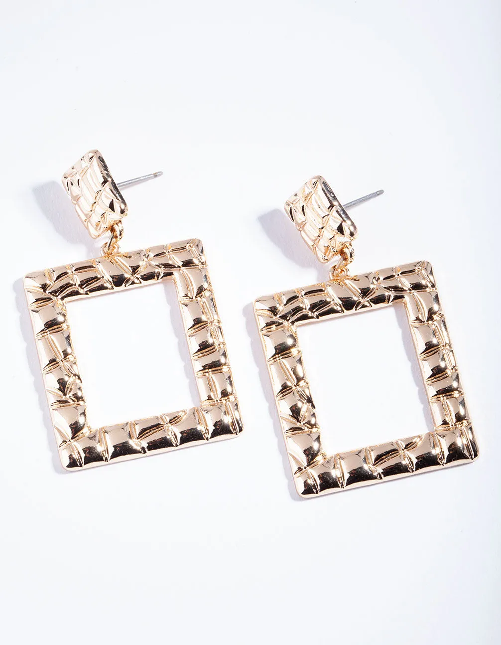 Secure Product Splendid Jewelry Gold Textured Square Drop Earrings