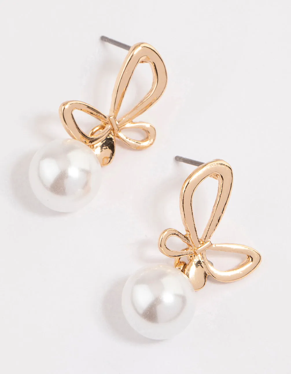 Refined Look Gold Butterfly Pearl Drop Earrings