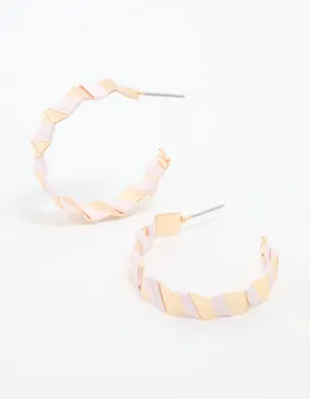 Gold Pink Paper Ridge Hoop Earrings Opulent Piece Modern Trinket