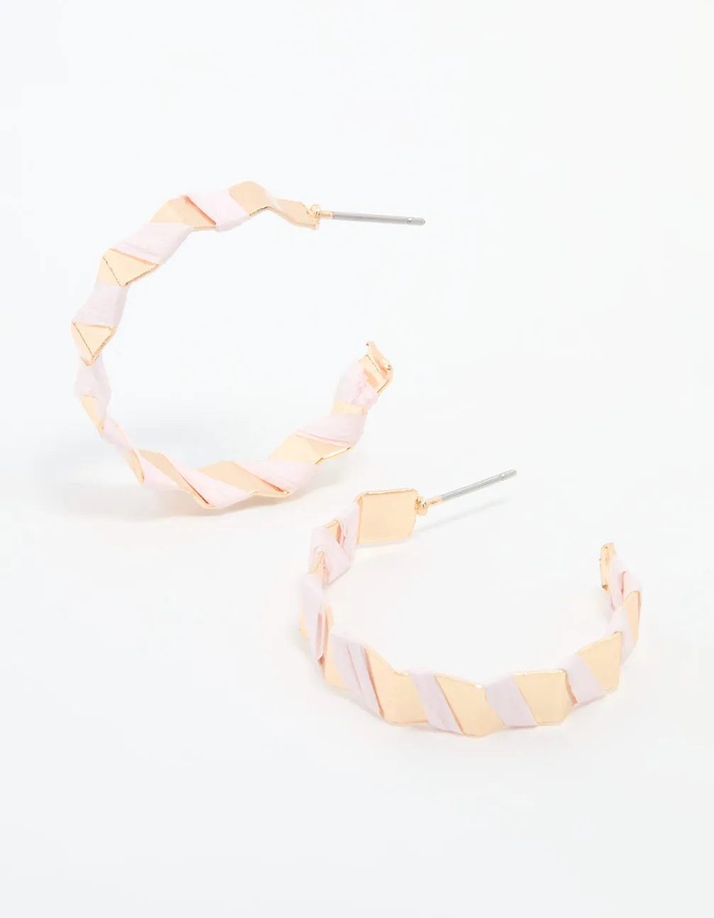 Gold Pink Paper Ridge Hoop Earrings Opulent Piece Modern Trinket