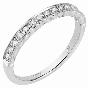 Classic Beauty 14 Karat White Gold Engraved Diamond Stackable Ring