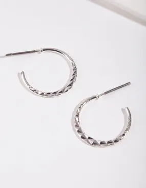 Vintage Aesthetic Stylish Style Silver 16MM Beaded Hoop Earrings