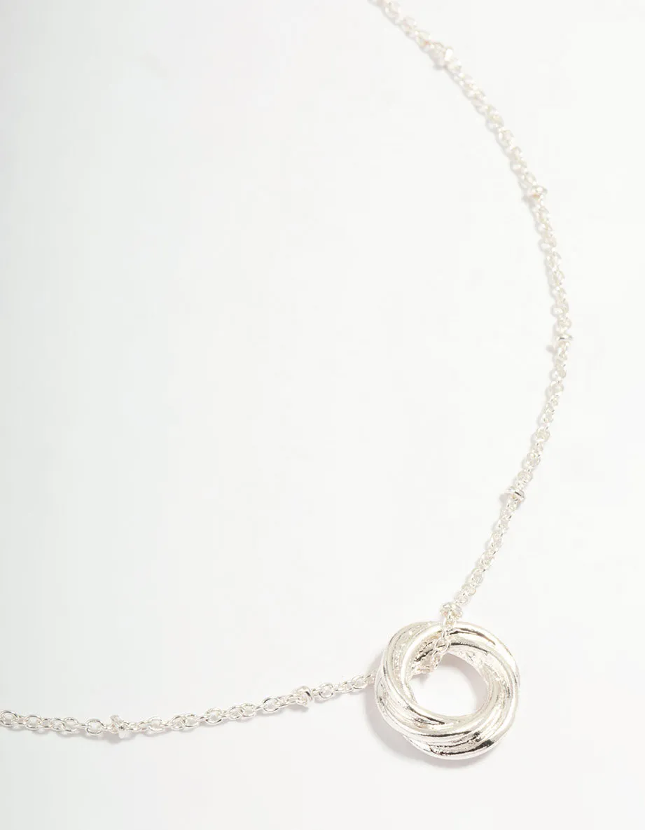 Silver Ball Chain O Ring Necklace Modern Statement