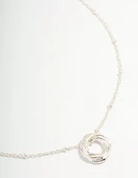 Silver Ball Chain O Ring Necklace Modern Statement