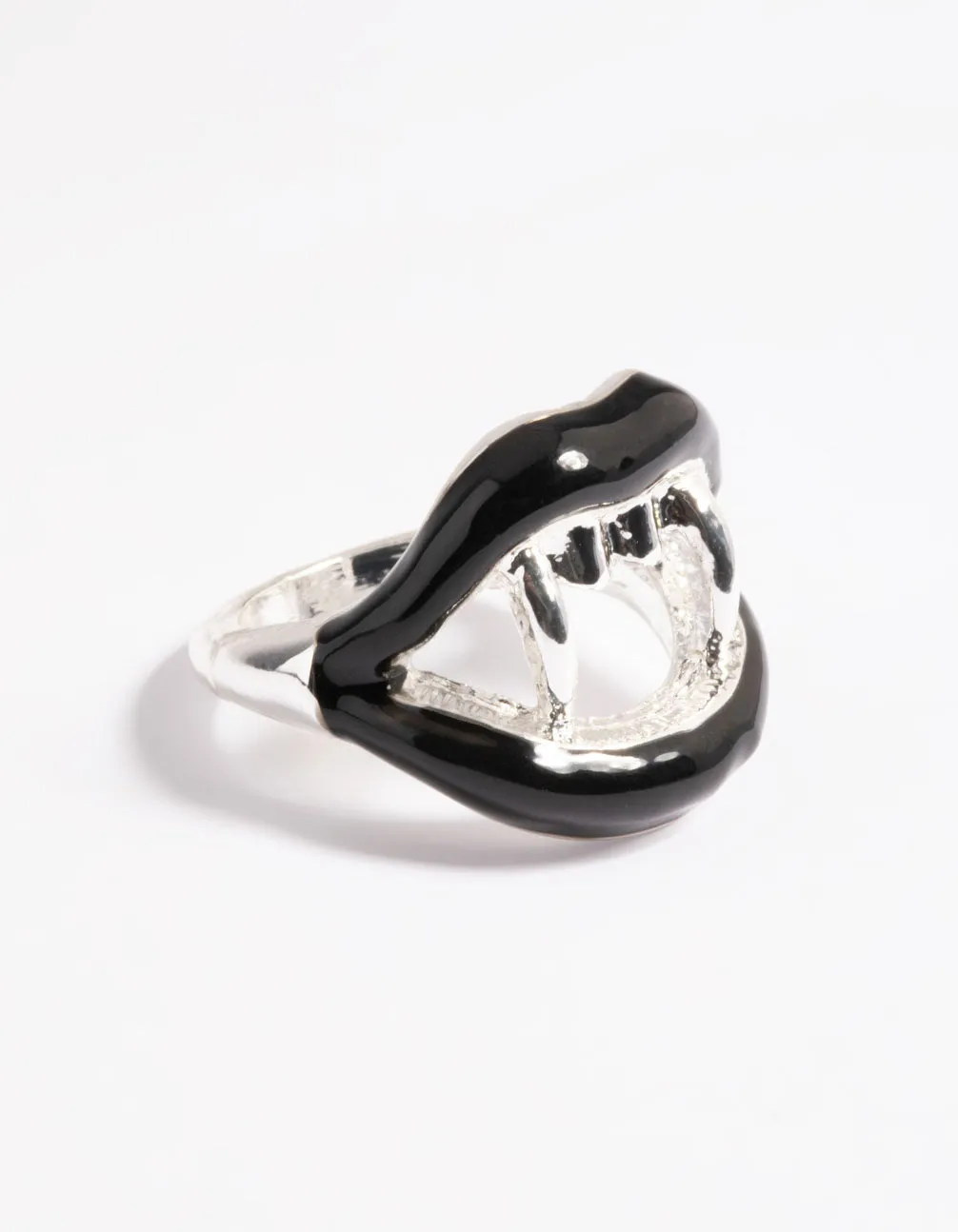 Comfortable item Ornate Design Silver Bite Me Ring