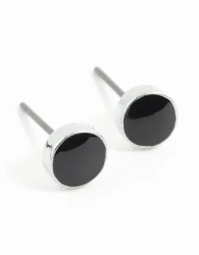 Casual Adornment Rectangular Adornment Silver Black Disc Earrings
