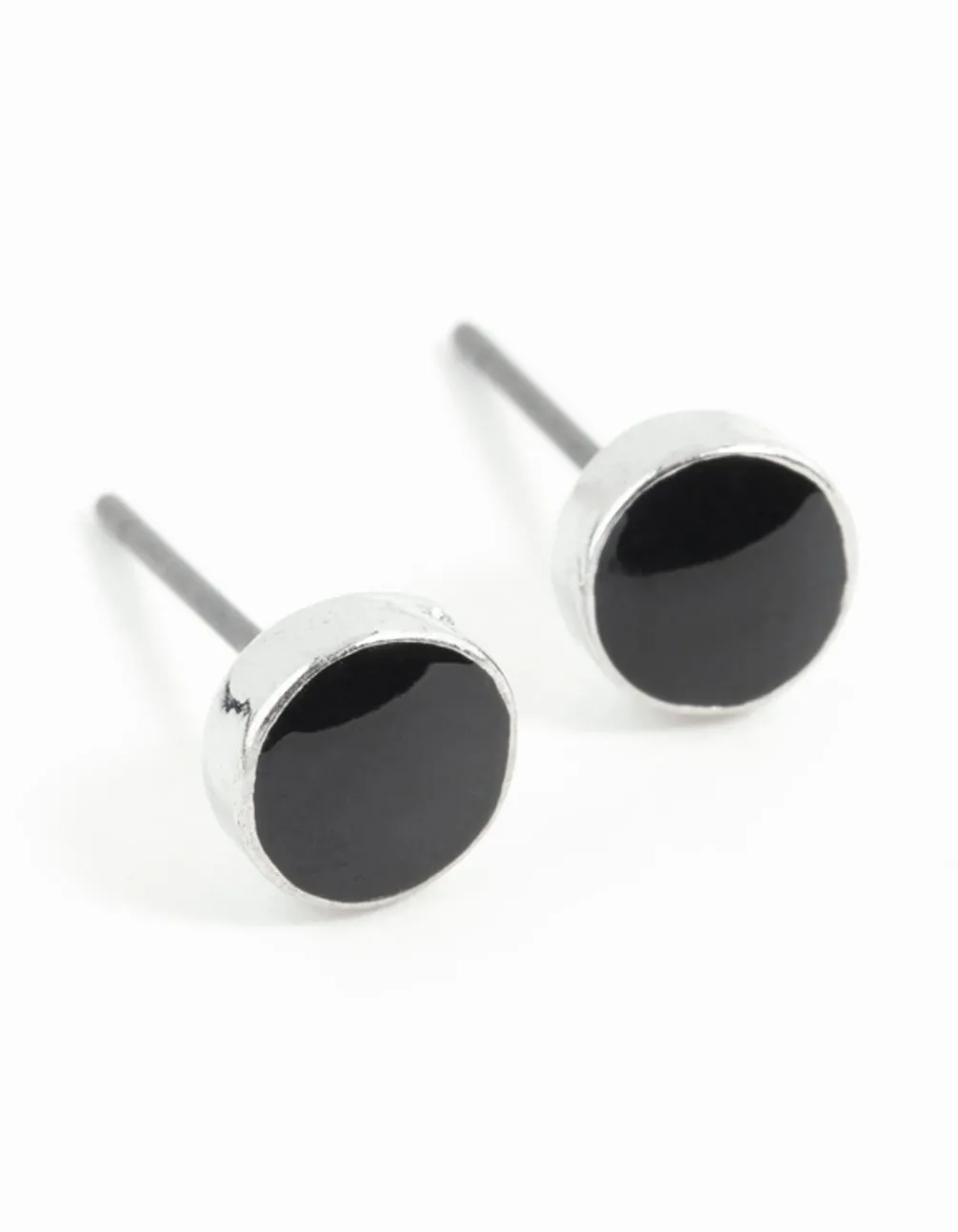 Casual Adornment Rectangular Adornment Silver Black Disc Earrings