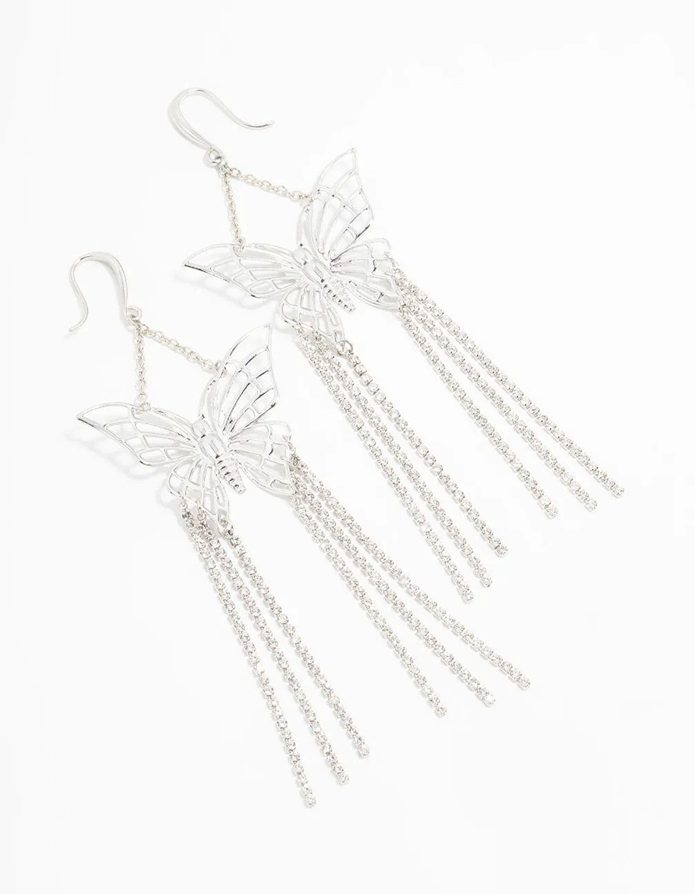 Silver Butterfly Cupchain Drop Earrings Classic Decoration Sturdy Piece