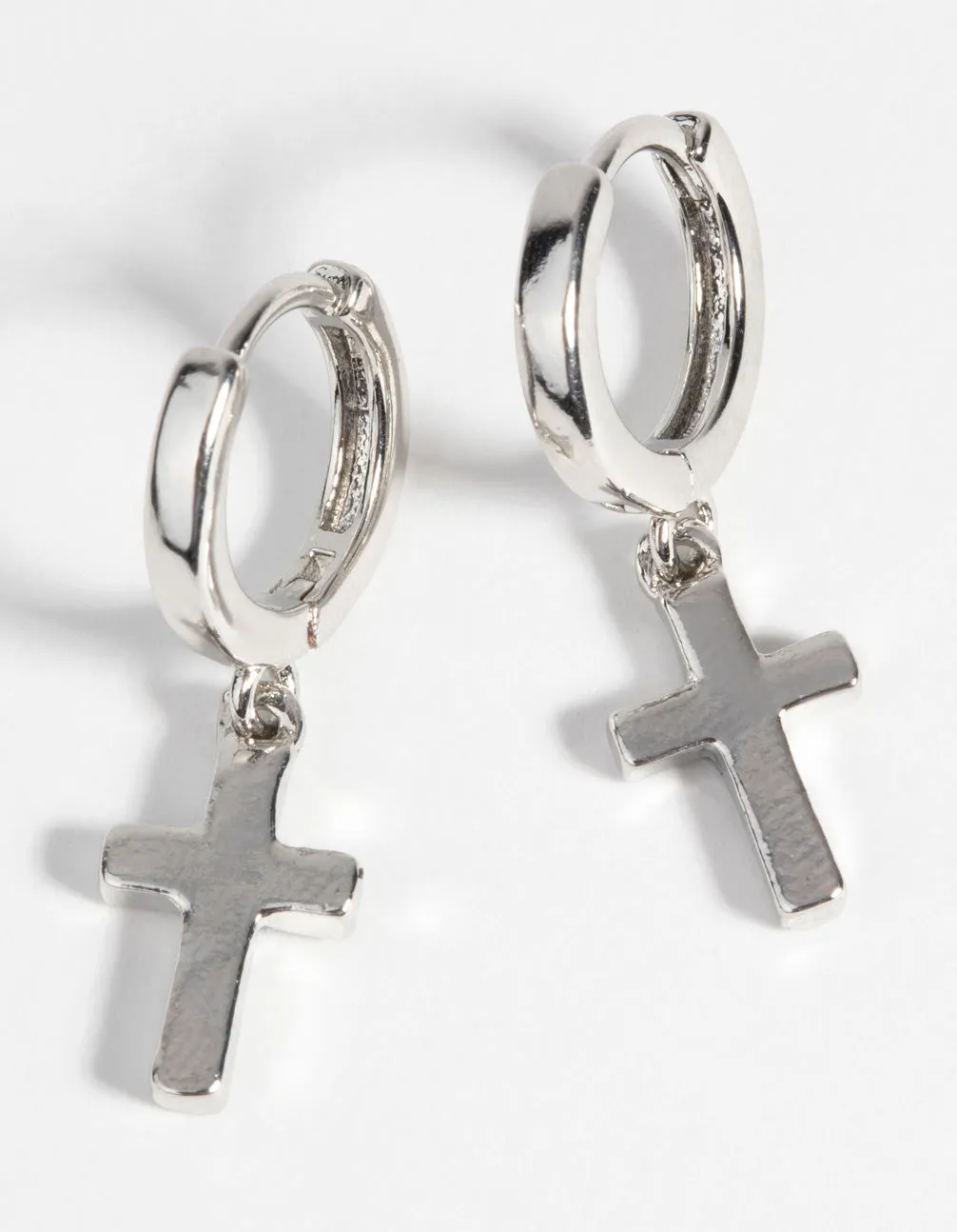 Stunning look Silver Cross Huggie Hoop Earrings