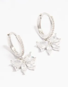 Vintage Piece Silver Cubic Zirconia Butterfly Huggie Earrings