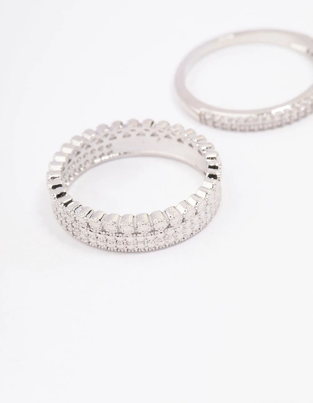 Timeless Accent Silver Cubic Zirconia Double Band Double Stack Ring