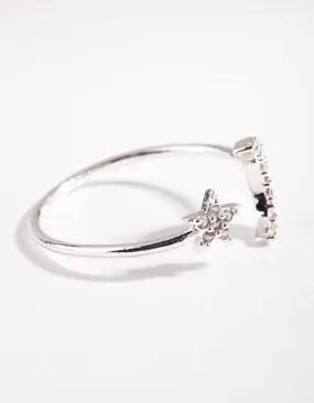 Custom Accessory Silver Cubic Zirconia Moon & Star Ring