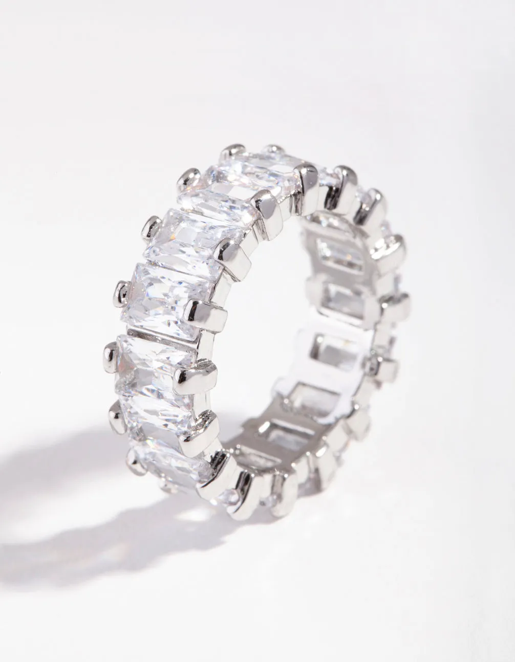 highly recommended Silver Cubic Zirconia Rectangular Band Ring