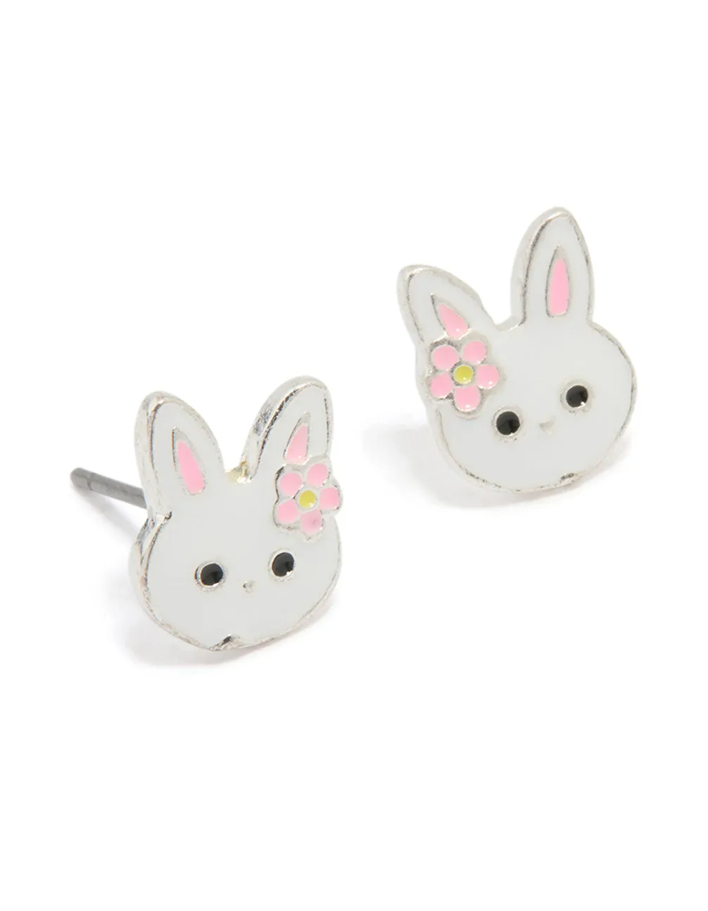 Trendy Must-Have Classic Finish Silver Cute Bunny Stud Earrings