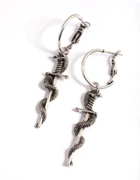 Silver Dager Twist Hoop Earrings Shiny Creation