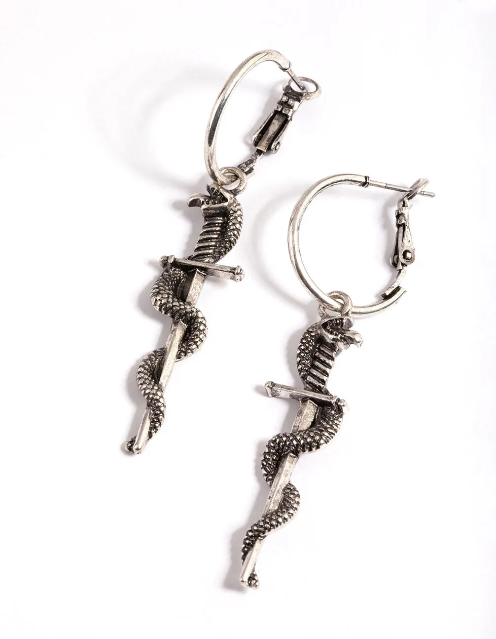 Silver Dager Twist Hoop Earrings Shiny Creation