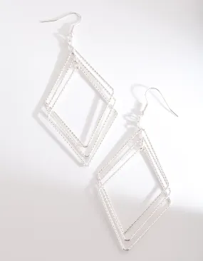 Adorable Trinket Glittering Vibe Silver Diacut Hollow Diamond Drop Earring