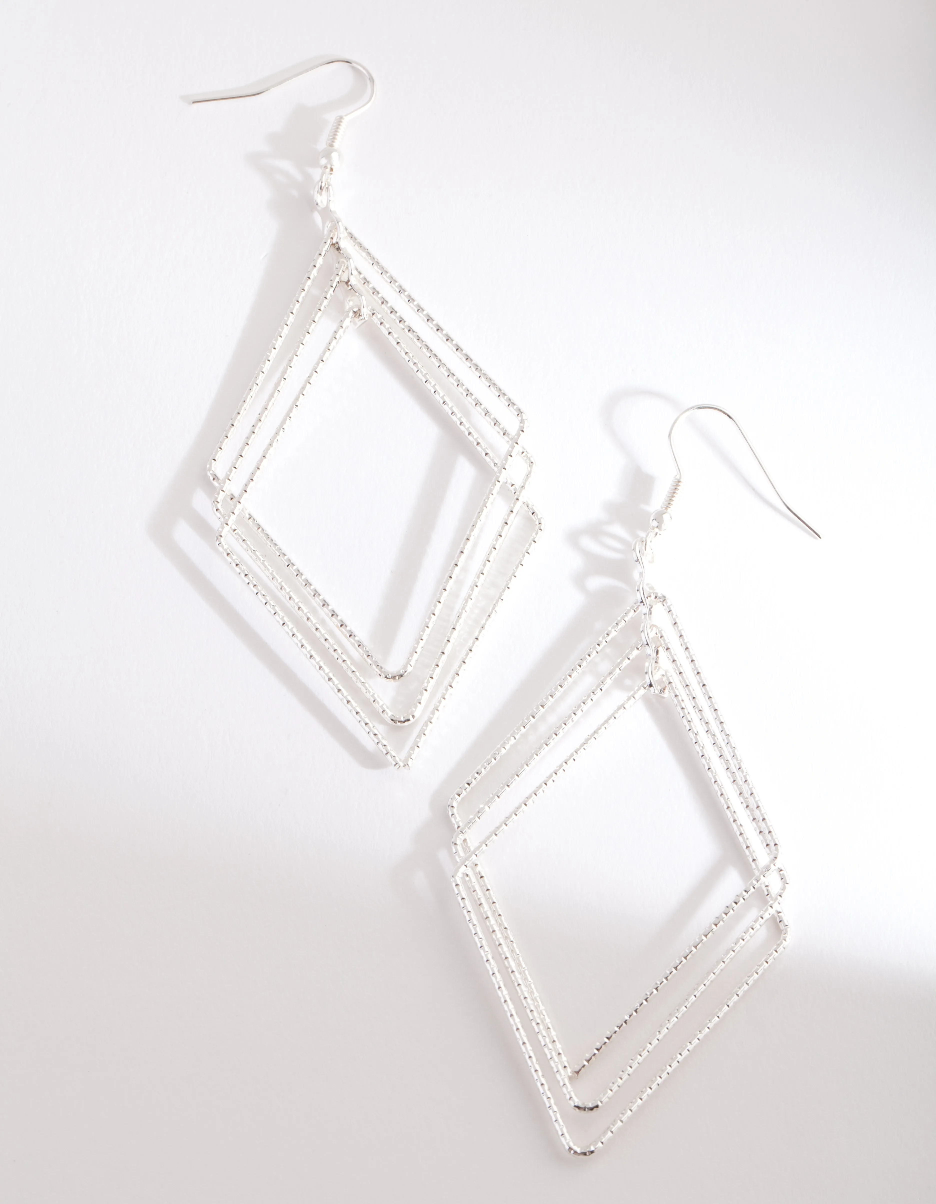 Adorable Trinket Glittering Vibe Silver Diacut Hollow Diamond Drop Earring