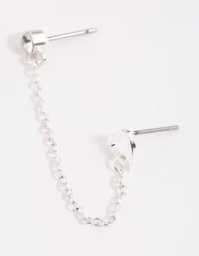 Heart-Shaped Accessory Unique Item Silver Diamante & Heart Chain Earrings