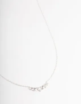 Active Teen Daily Charm Silver Diamante Curve Bar Necklace