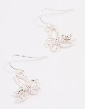 Timeless Item Daily Item Silver Diamante Cut Butterfly Drop Earrings