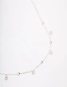 Silver Diamante Droplet Station Necklace Business Meeting