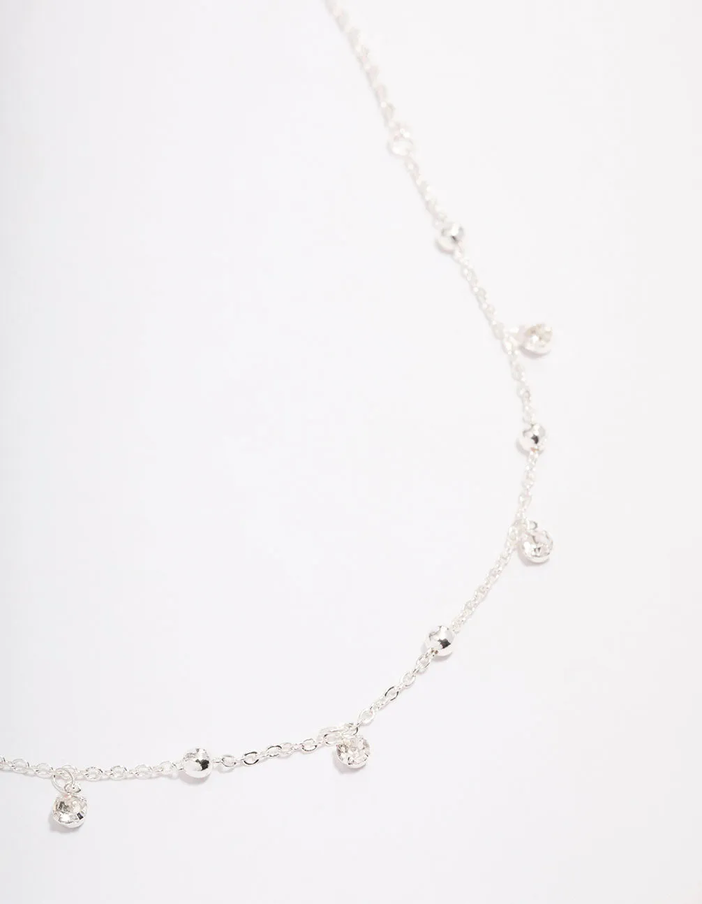 Silver Diamante Droplet Station Necklace Business Meeting