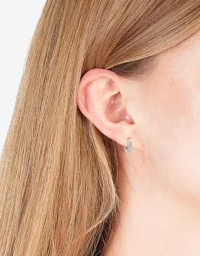 Sturdy Creation Silver Diamante Huggie Earrings