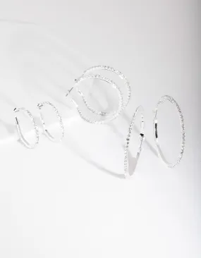 Stunning Item Silver Diamante Multi Hoop Earring Pack