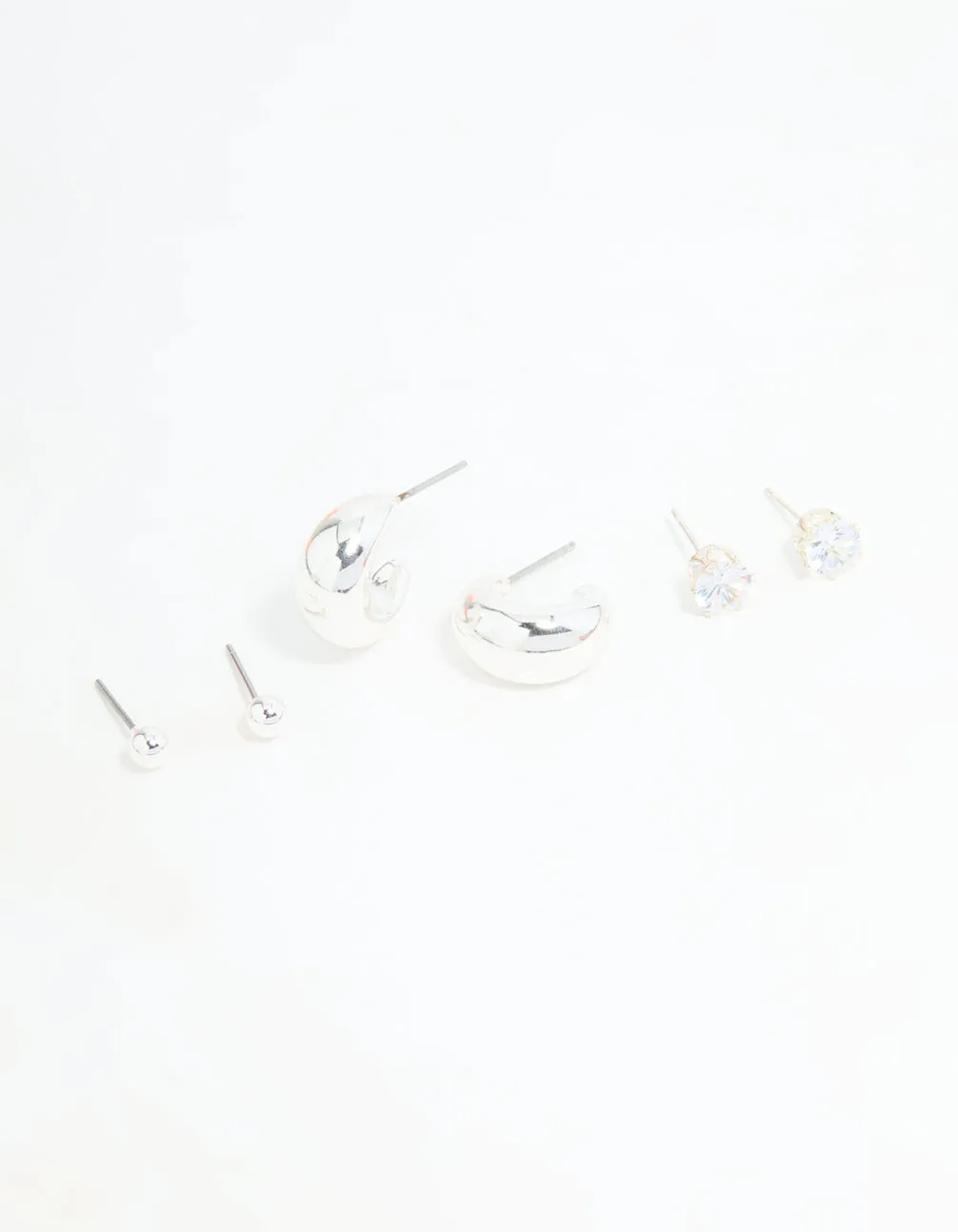Daytime Item Winter Adornment Silver Diamante Teardrop Stud & Drop Earrings Pack