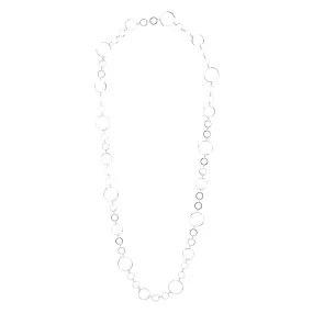 Vacation Travel Silver Diamond Cut Multi Circle Lariat Necklace