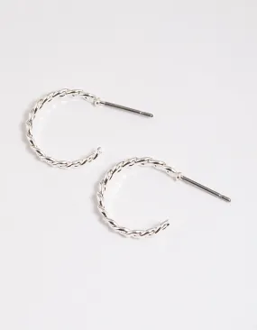 Creative Item Stylish Accessory Silver Figure Eight Twisted Huggie Earrings