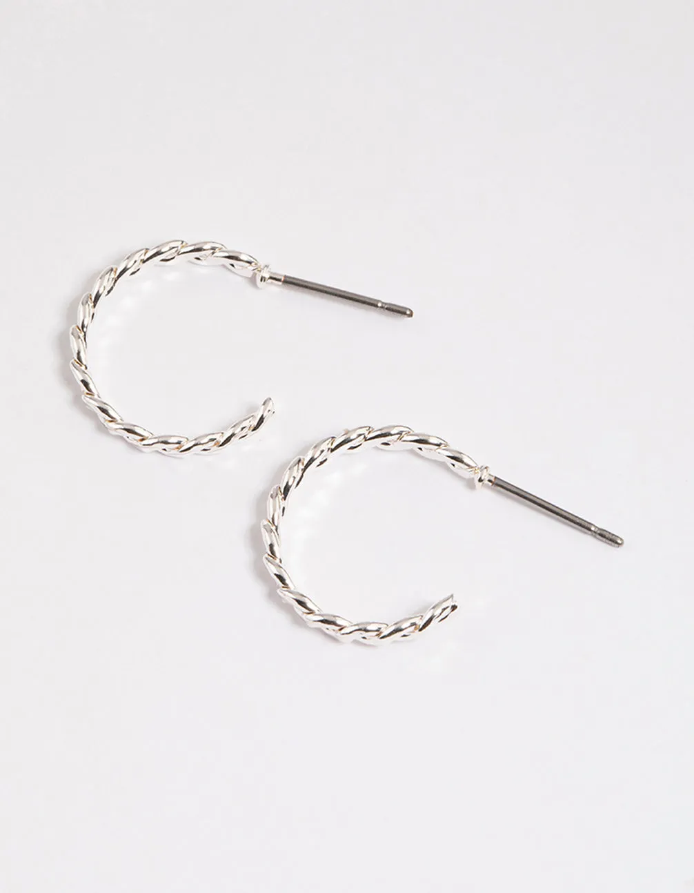 Creative Item Stylish Accessory Silver Figure Eight Twisted Huggie Earrings