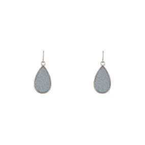 Silver Glitter Teardrop Earrings Abstract Trinket