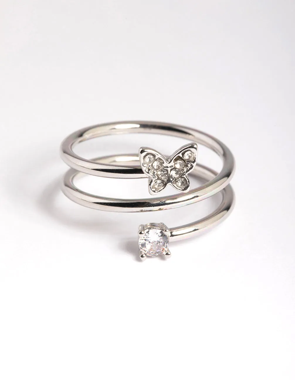Seasonal Look HighEnd Symbol Silver Mini Butterfly Wrap Ring