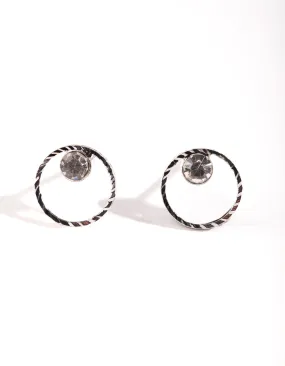 Daytime Accessory Silver Mini Circle Dia Stud Earrings