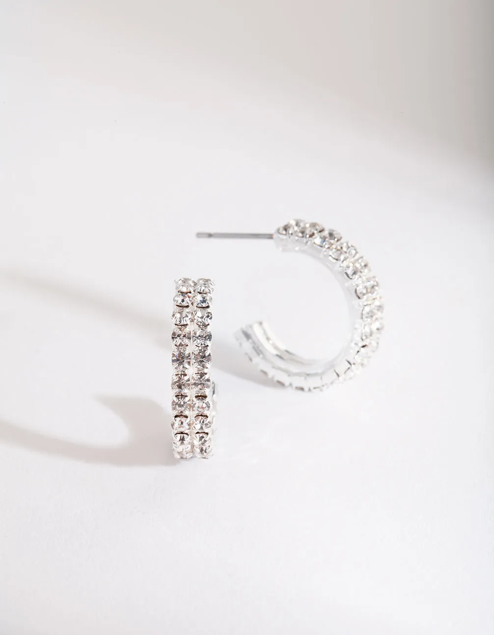 Silver Mini Diamante Hoop Earrings Creative Item Spiral Item