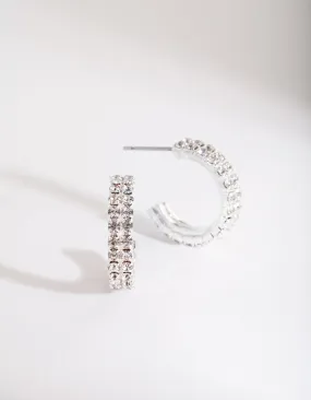 Silver Mini Diamante Hoop Earrings Creative Item Spiral Item