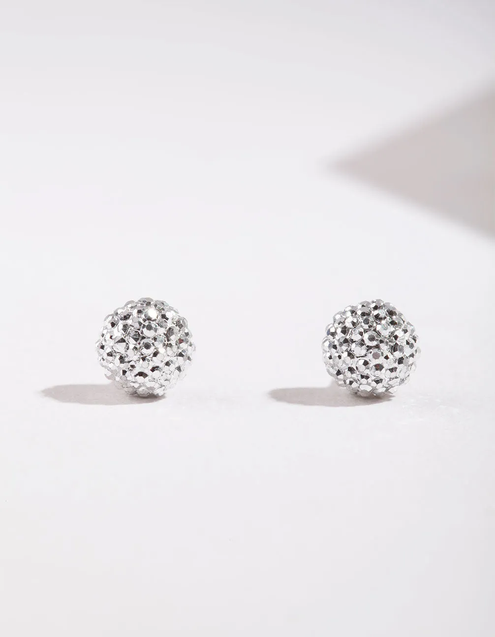 Polygonal Item Daytime Piece Silver Mini Fireball Stud Earrings