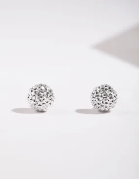 Polygonal Item Daytime Piece Silver Mini Fireball Stud Earrings