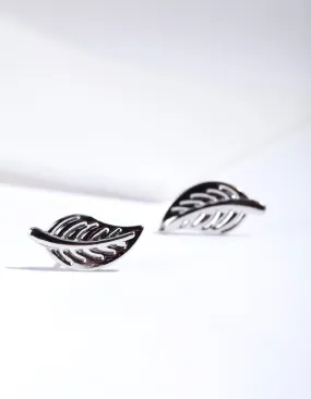 Adorable Piece Avant-Garde Embellishment Silver Mini Leaf Stud Earrings