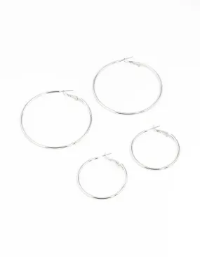 Silver Mixed Hoop Earring Pack Glittery Trinket