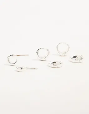 Silver Mixed Hoop Earrings 3-Pack Secure Adornment