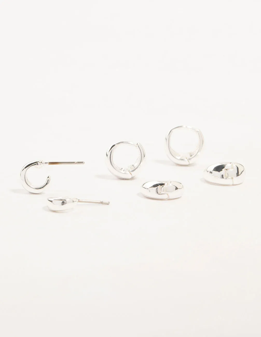 Silver Mixed Hoop Earrings 3-Pack Secure Adornment