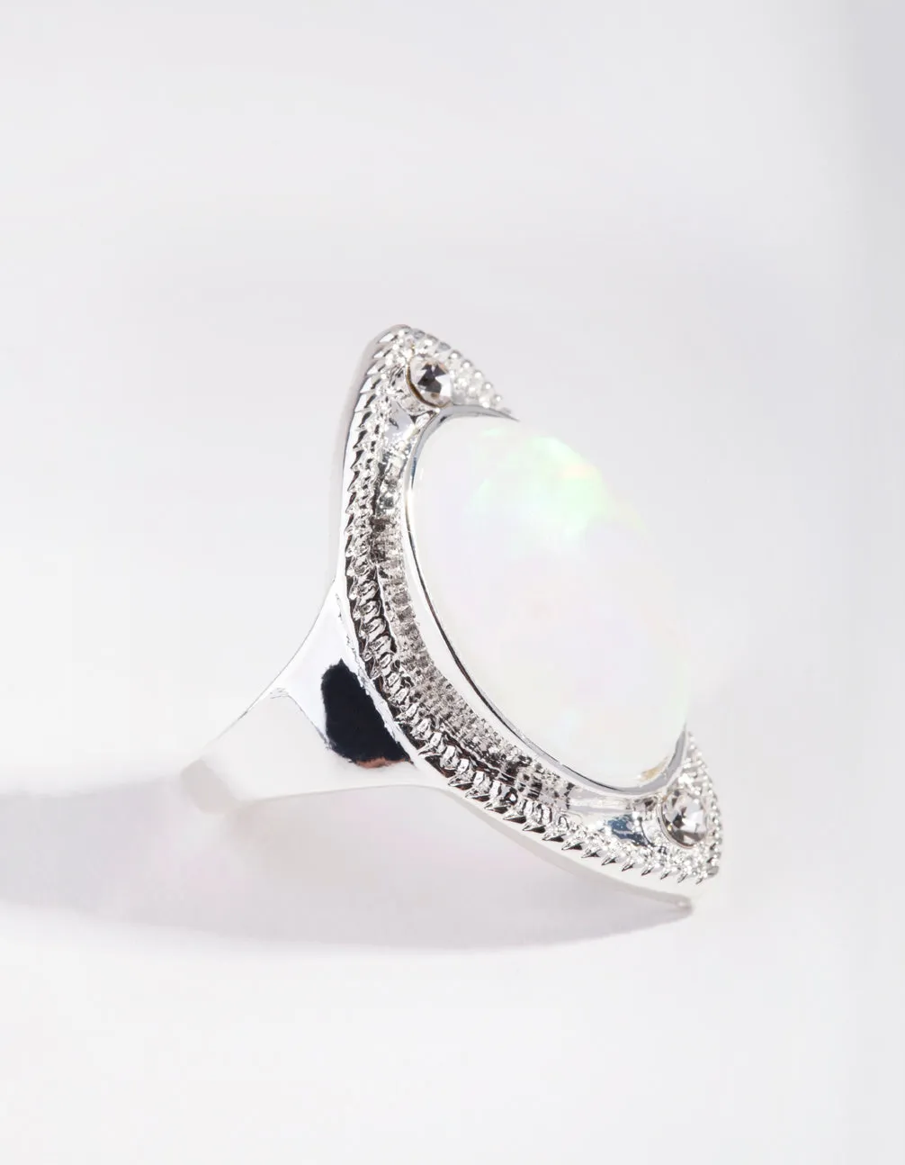 Silver Moonstone Shield Ring Secure Piece Personal Present