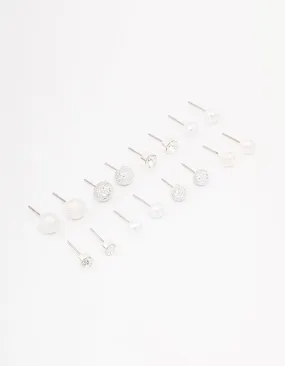 Silver Pearl Jelly Earring 8-Pack Bohemian Accent